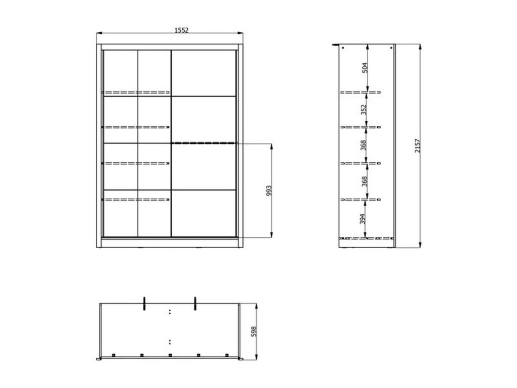 Armadio Camera da Letto Carisolo, Guardaroba Grande Appendiabiti, 155x215.5h cm Bianco Crema