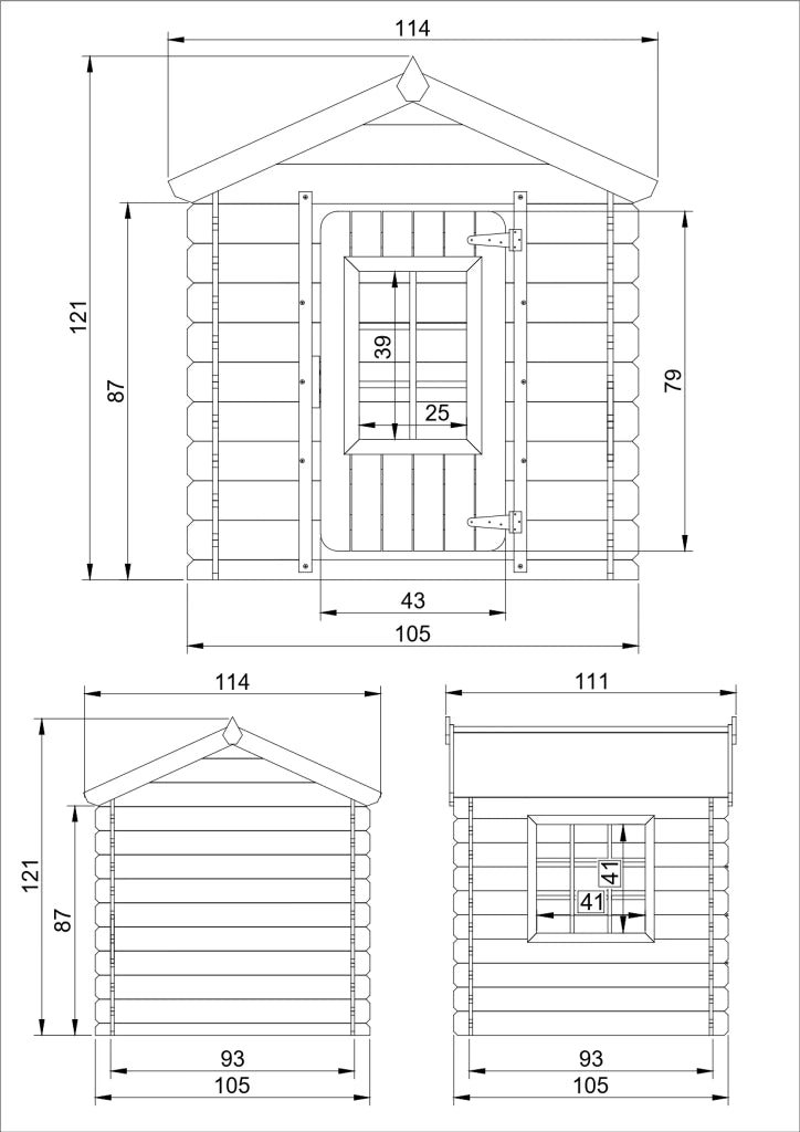 Casetta per Bambini - L111xL113xA121cm/0,9 m2 - Timbela M570R-1 (tetto rosso)