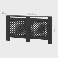 Copritermosifoni in Legno MDF Traforato a Croce con Ripiano e Fissaggio a Muro, 152x19x82 cm, Nero