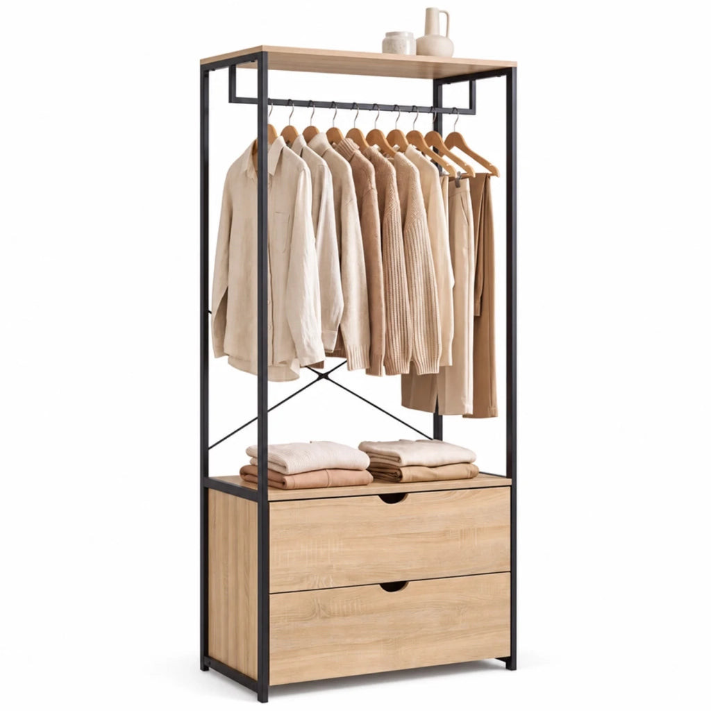IDMarket - Armadio a 2 cassetti L. 80 cm DETROIT design industriale