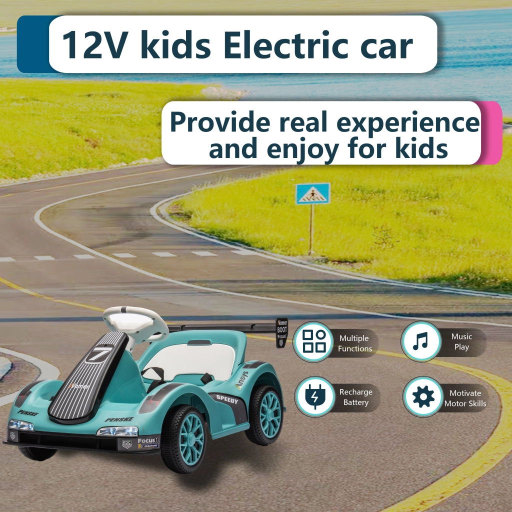Go Kart Elettrico per Bambini ¨C zephmum ¨C Verde, Batteria 12V, Telecomando, Cintura di Sicurezza