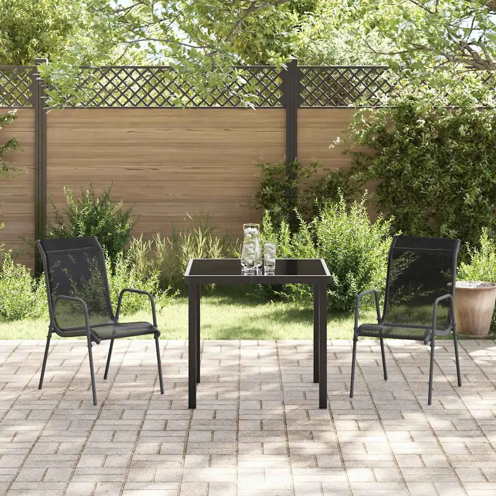 Set da Pranzo per Giardino 3 pcs Nero