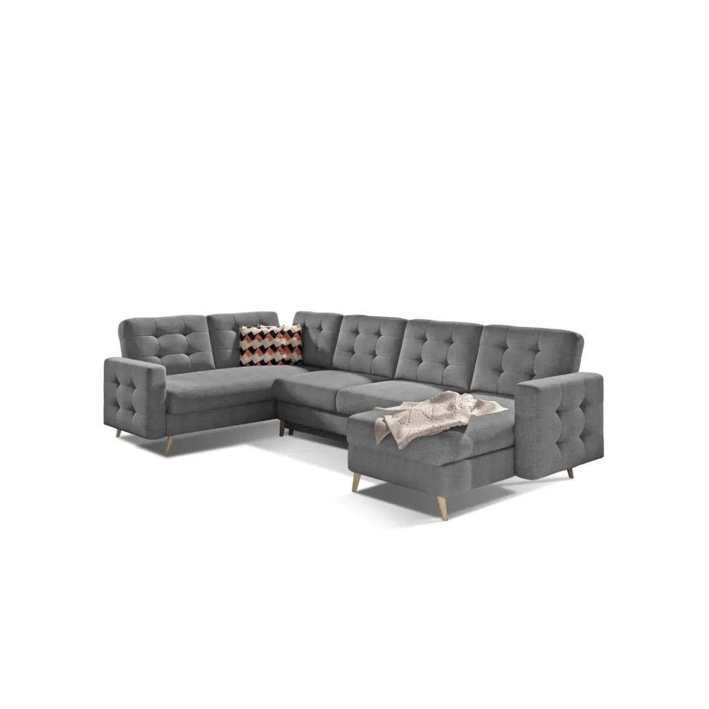Divano panoramico convertibile HASGARD U 326 cm grigio scuro con contenitore