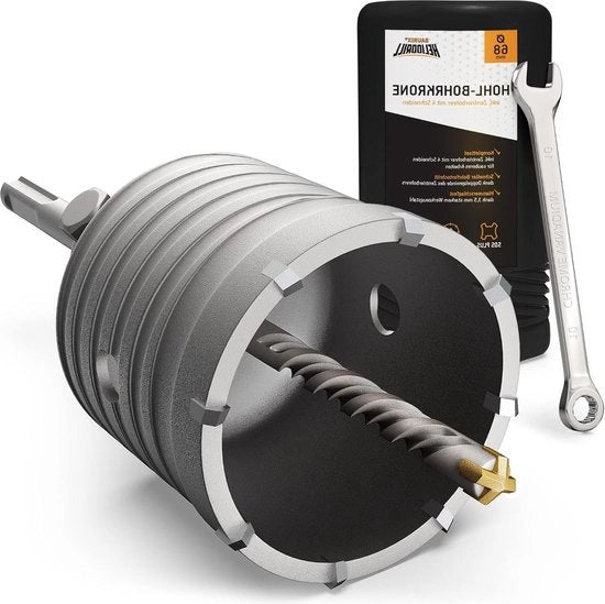 Boorkroon 68mm SDS Plus [8 denti in acciaio duro] - martello a saldatura inox - Bekerfrees per Cemento Murale Gesso Plastrelle Poroton - Boorbit Bekerfrees e Murabeker - set professionale