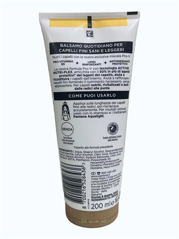 PANTENE PRO-V ACQUA LIGHT BALSAMO PER CAPELLI ARRICCHITA CON IL 50% IN PIÙ DI AGENTI PROTETTIVI 200 ML