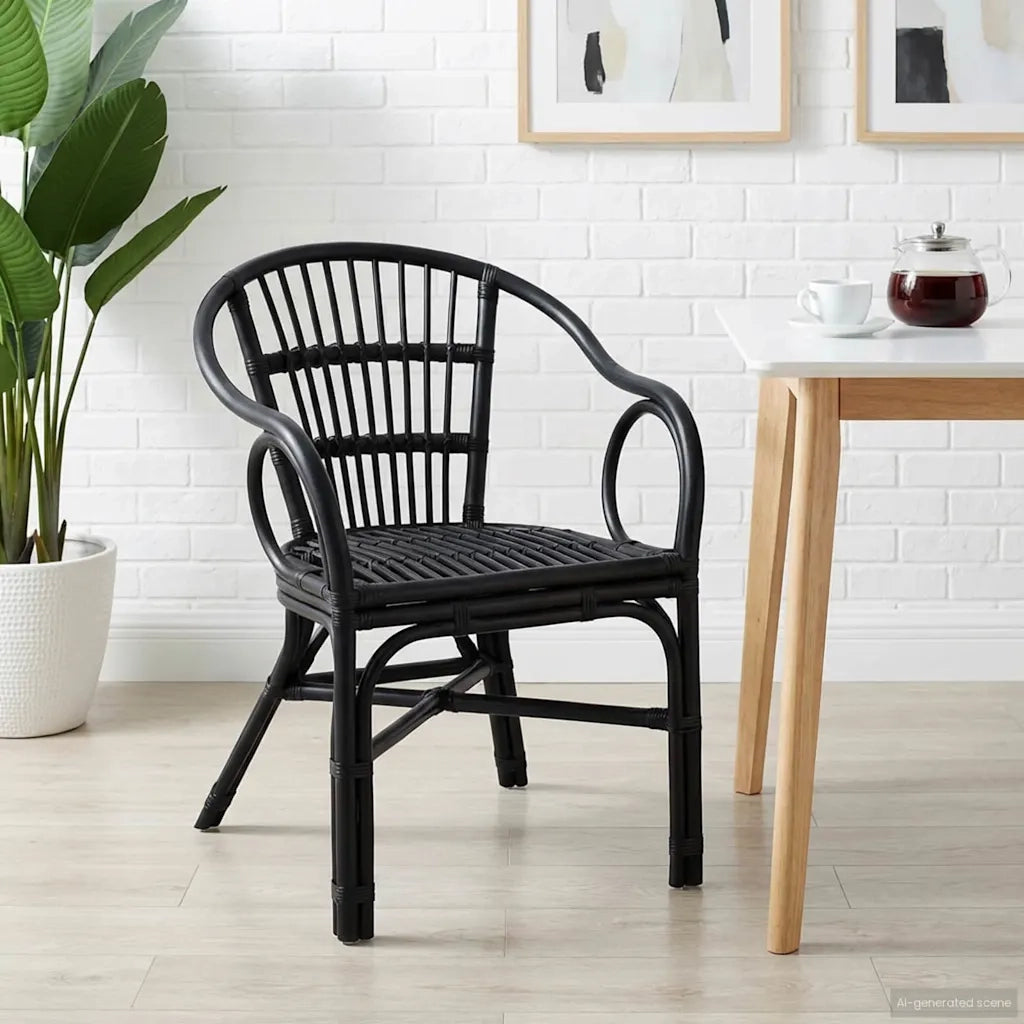 Sedia Impilabile Nero 58 x 60 x 81 cm Rattan