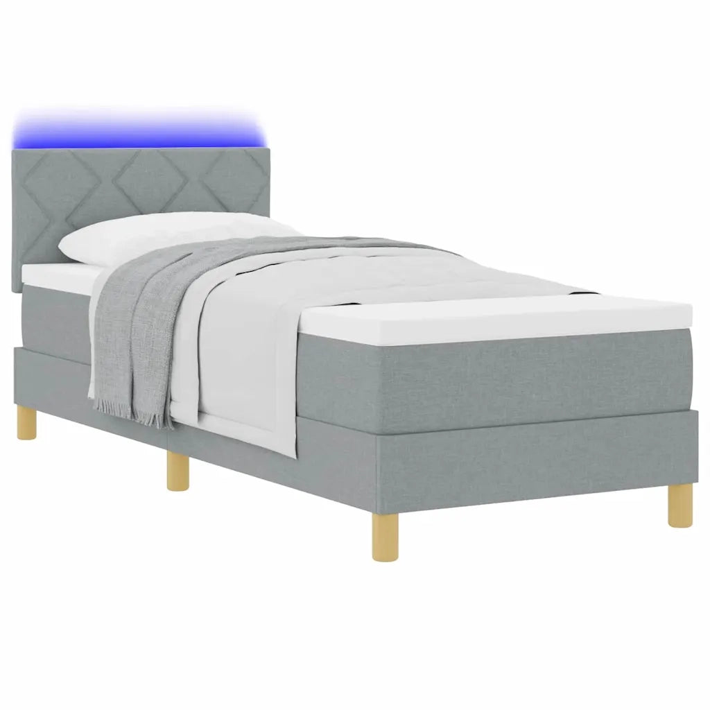 Letto a Sorgente LED con led Grigio chiaro 80 x 200 cm Tessuto