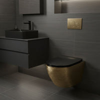 Vaso Wc Sospeso Rea Carlo Mini Tornado Black Brush Gold