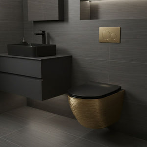 Vaso Wc Sospeso Rea Carlo Mini Tornado Black Brush Gold