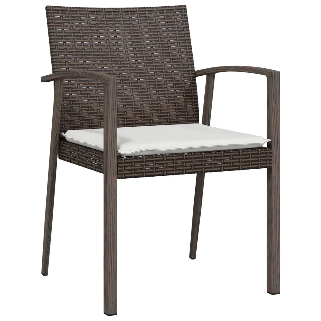 Set Pranzo da Giardino 3pz | Set Salotto da Giardino con Cuscini in Polyrattan e Acciaio