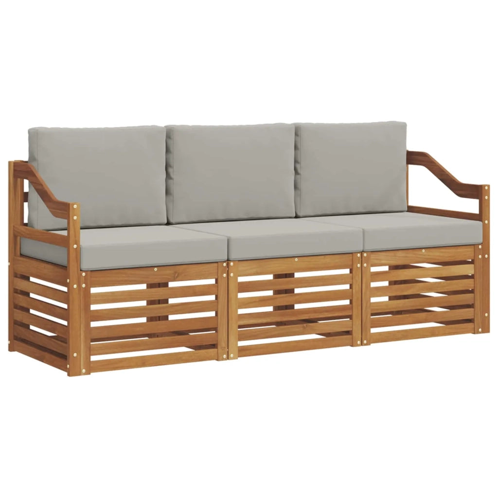 Set divani con cuscino 3 pcs Grigio Naturale e Chiaro