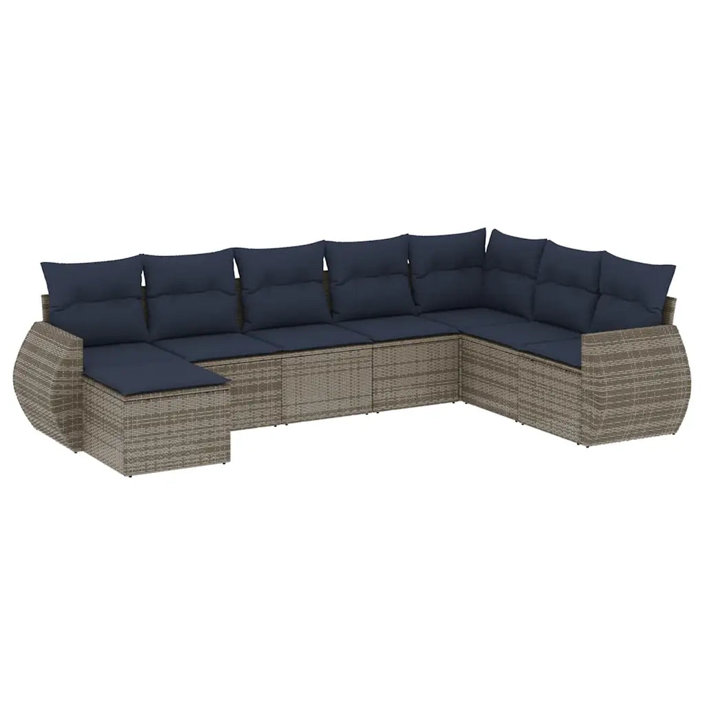 Set Divani da Giardino 8 pz con Cuscini Grigio in Polyrattan 3221760