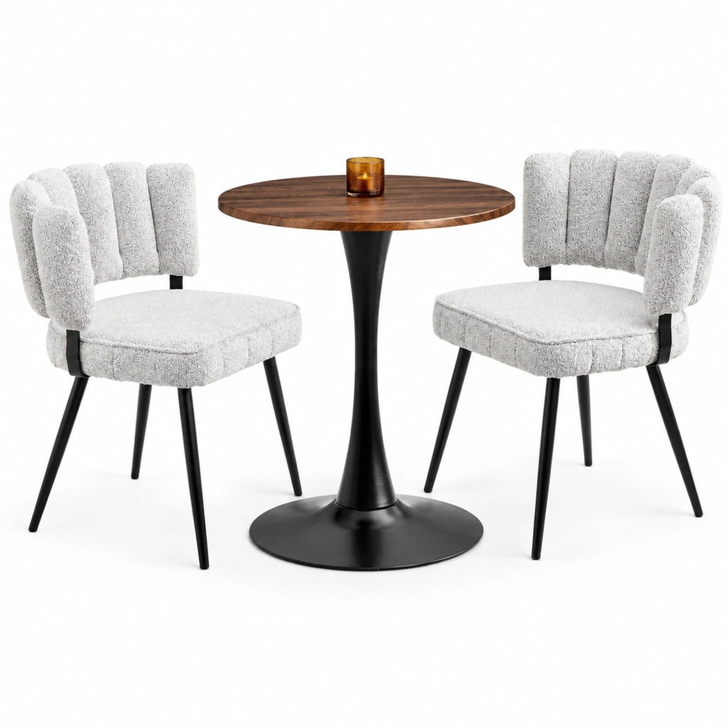Set tavolo e sedie rotondo 60 cm in MDF effetto legno, 2 posti, nero e grigio
