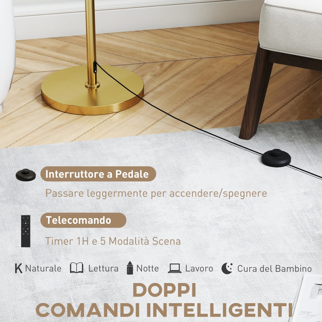 Lampada da Terra con Telecomando e Luminosit¨¤ Regolabile ¨C zephmum ¨C Oro, Tessuto, 3000K-6000K