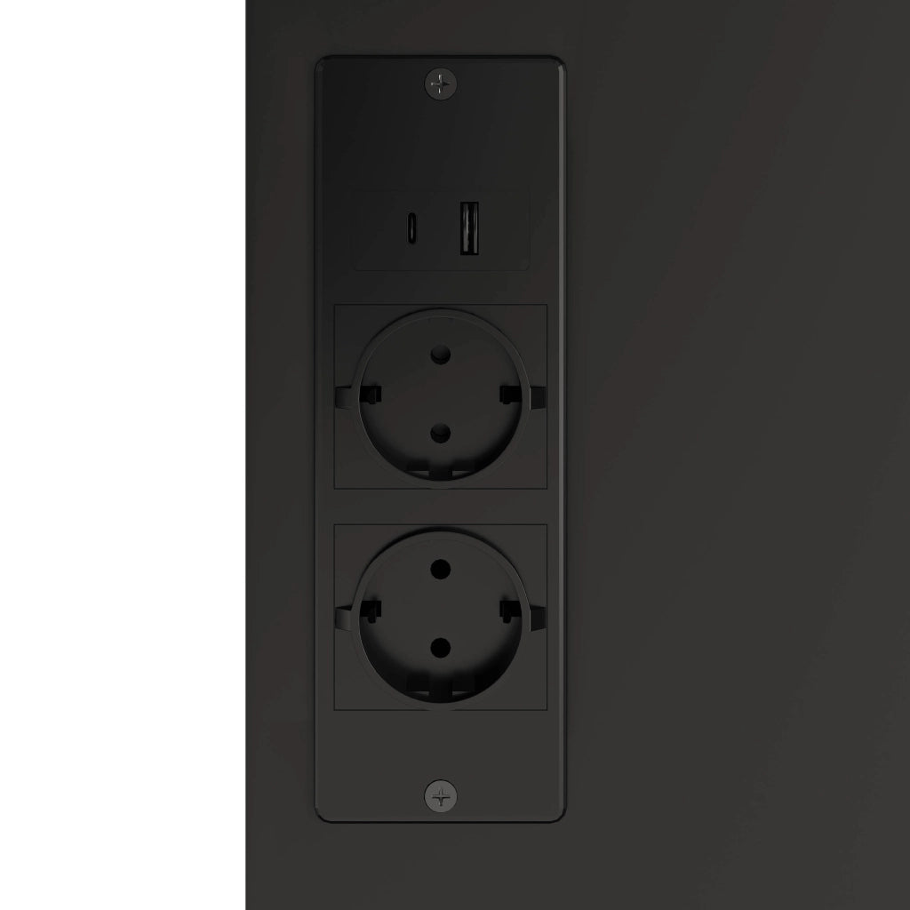 Buffet da cucina alto 180x105x40 cm con LED RGB, prese integrate, cassetto e portasciuggetti
