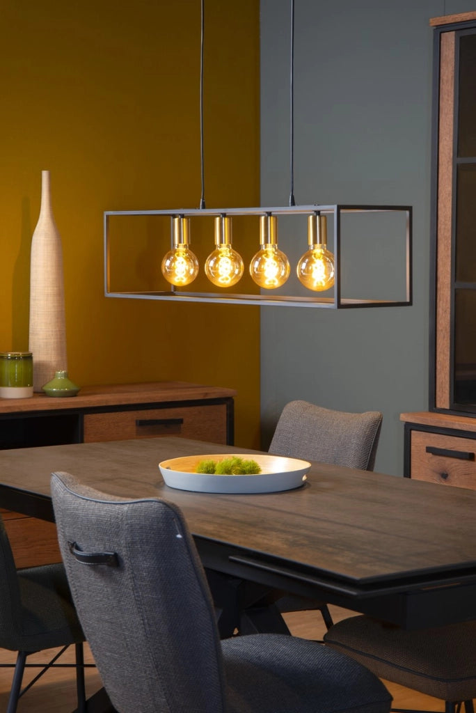 Lampadario Lucide Ruben 4xE27 nero/oro dimmerabile 92cm