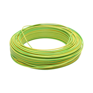Cavo di messa a terra in rame 1,5 mm giallo-verde FY H07V-U, isolamento in PVC 450/750 V 100 m/rotolo