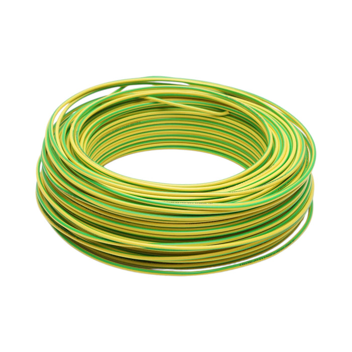 Cavo di messa a terra in rame 2,5 mm giallo-verde FY H07V-U, isolamento in PVC 450/750 V 100 m/rotolo