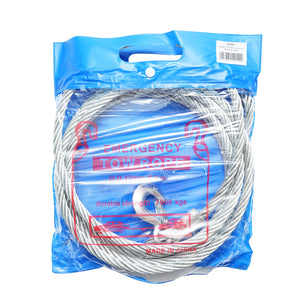 Cavo/fune in acciaio per verricello con spessore di 12 mm e lunghezza di 4 m, gancio e anello per il traino o il sollevamento