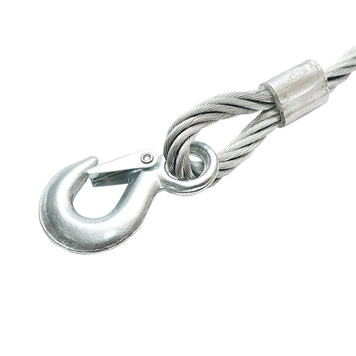 Cavo/fune in acciaio per verricello con spessore di 12 mm e lunghezza di 4 m, gancio e anello per il traino o il sollevamento