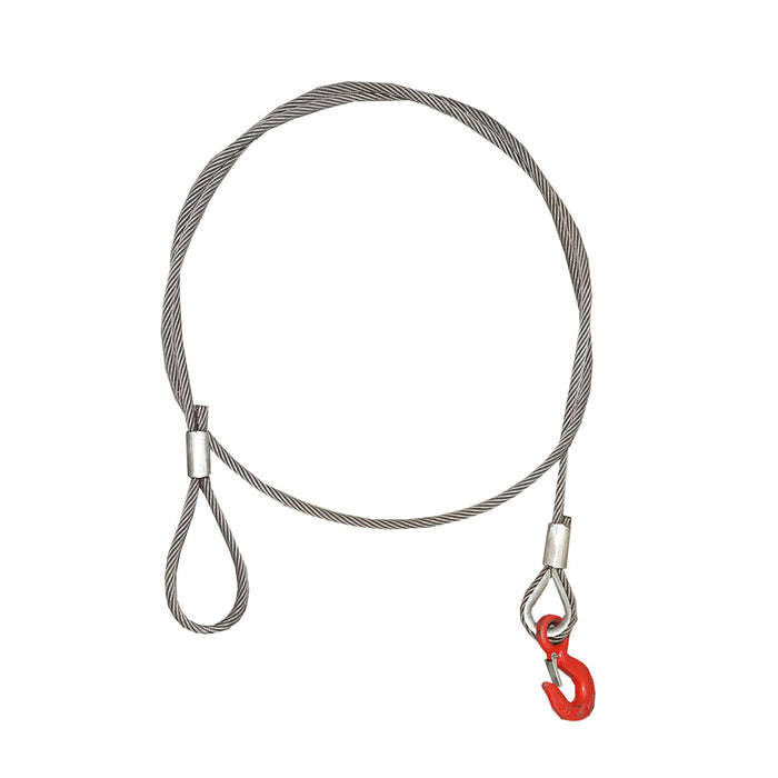 Cavo/fune in acciaio per verricello con spessore di 16 mm e lunghezza di 4 m, gancio e anello per il traino o il sollevamento