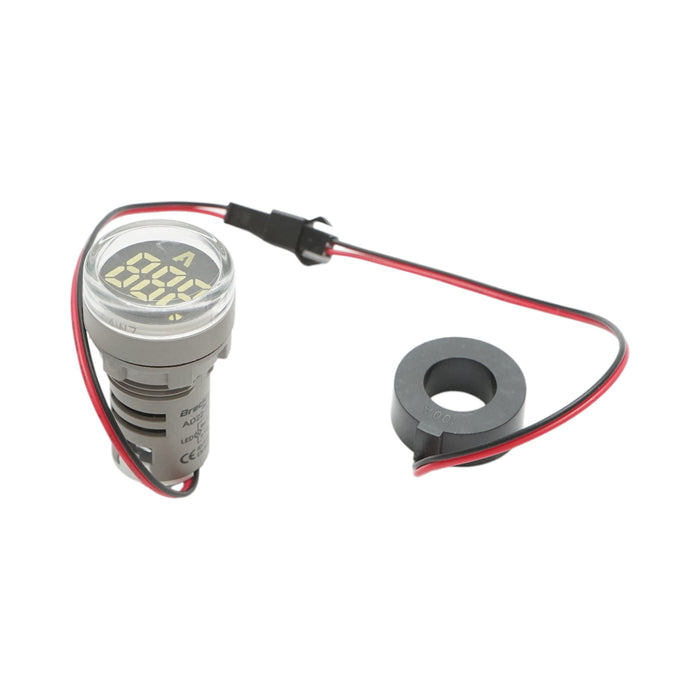 Indicatore digitale amperometro a LED bianco 0-100A, 220V/380V Ø 22mm Breckner Germany