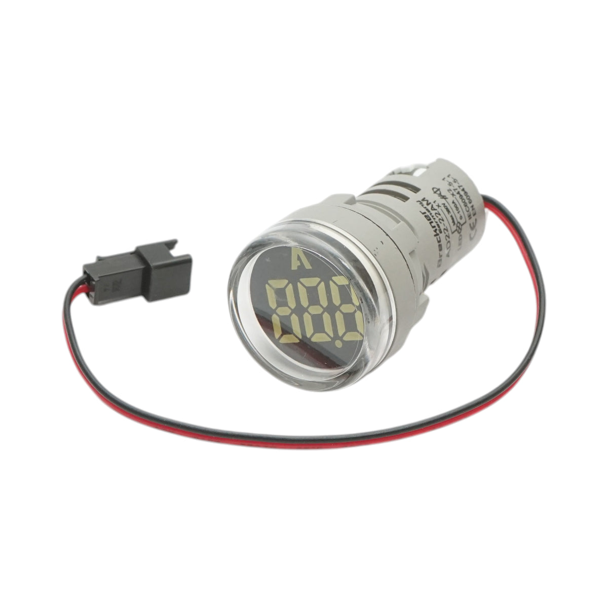 Indicatore digitale amperometro a LED bianco 0-100A, 220V/380V Ø 22mm Breckner Germany