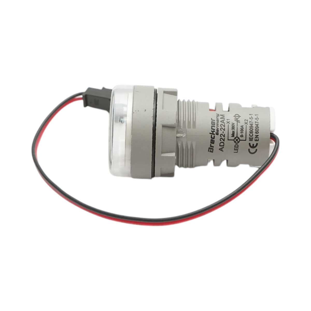 Indicatore digitale amperometro a LED bianco 0-100A, 220V/380V Ø 22mm Breckner Germany