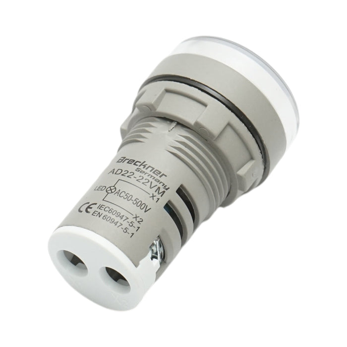 Indicatore digitale amperometro a LED bianco 50-500V AC Ø 22mm Breckner Germany