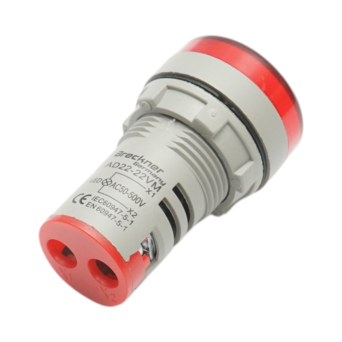 Indicatore digitale amperometro a LED rosso 50-500V AC Ø 22mm Breckner Germany
