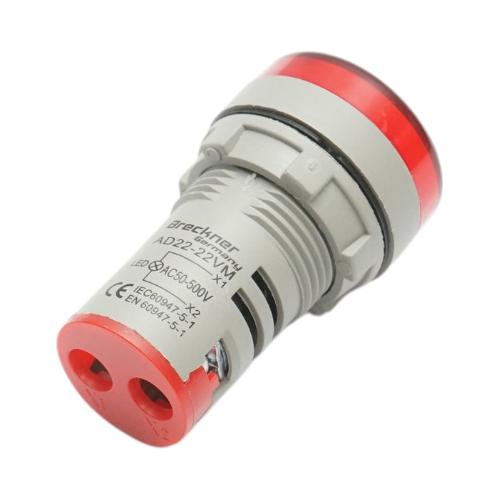 Indicatore digitale amperometro a LED rosso 50-500V AC Ø 22mm Breckner Germany