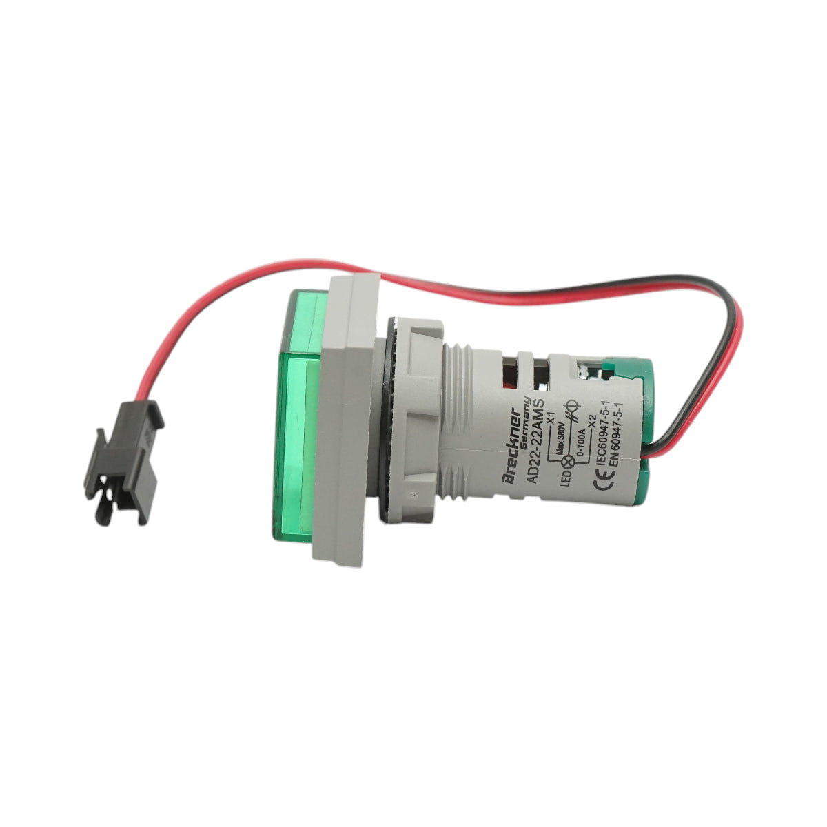 Indicatore digitale amperometro a LED verde 0-100A, 220V/380V Ø 22mm Breckner Germany