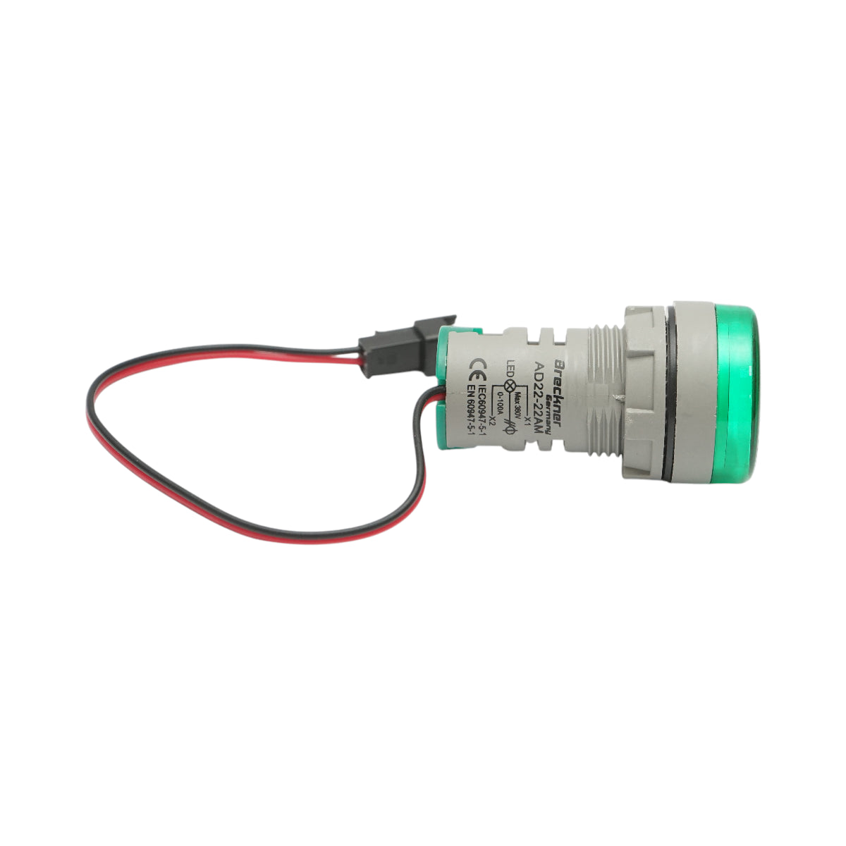 Indicatore digitale amperometro a LED verde 0-100A, 220V/380V Ø 22mm Breckner Germany