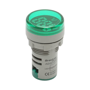 Indicatore digitale amperometro a LED verde 50-500V AC Ø 22mm Breckner Germany