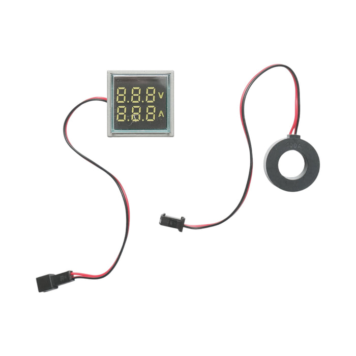 Indicatore digitale amperometro e voltmetro LED bianco 0-100A/50-500V AC Ø 22mm Breckner Germany