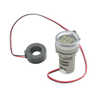 Indicatore digitale amperometro e voltmetro LED bianco 0-100A/50-500V AC Ø 22mm Breckner Germany