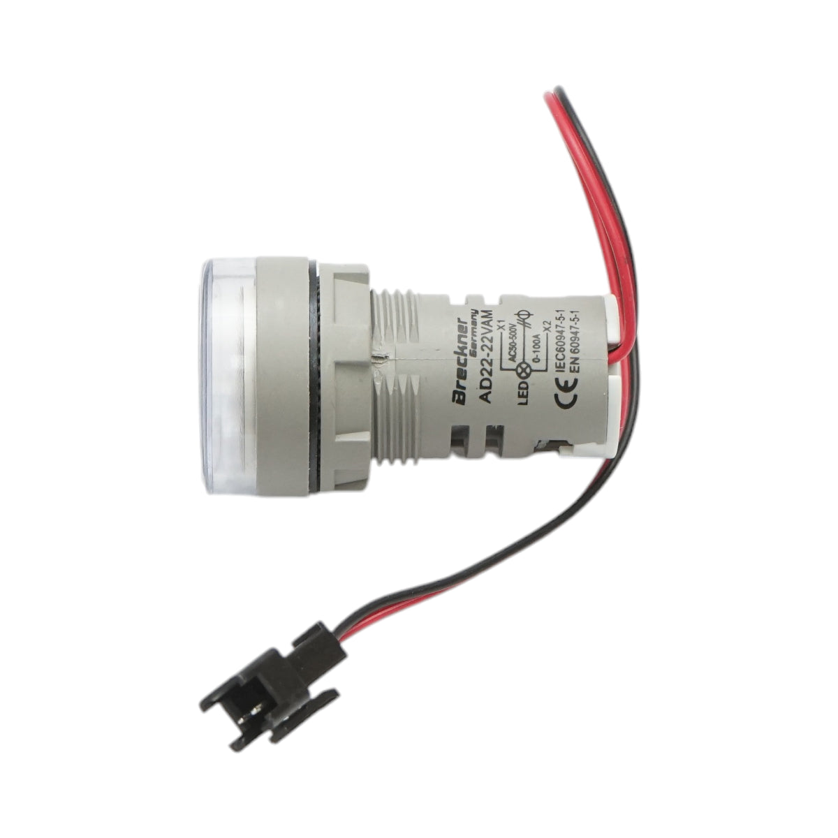 Indicatore digitale amperometro e voltmetro LED bianco 0-100A/50-500V AC Ø 22mm Breckner Germany