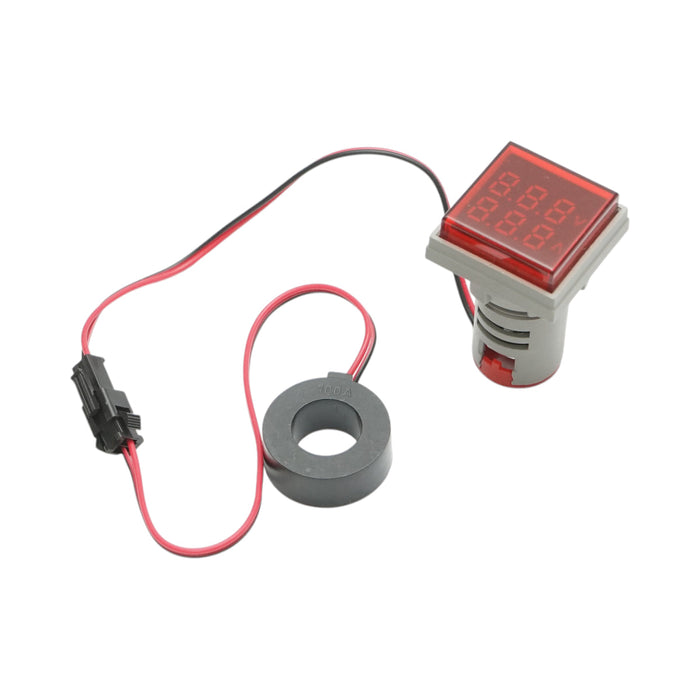 Indicatore digitale amperometro e voltmetro LED rosso 0-100A/50-500V AC Ø 22mm Breckner Germany