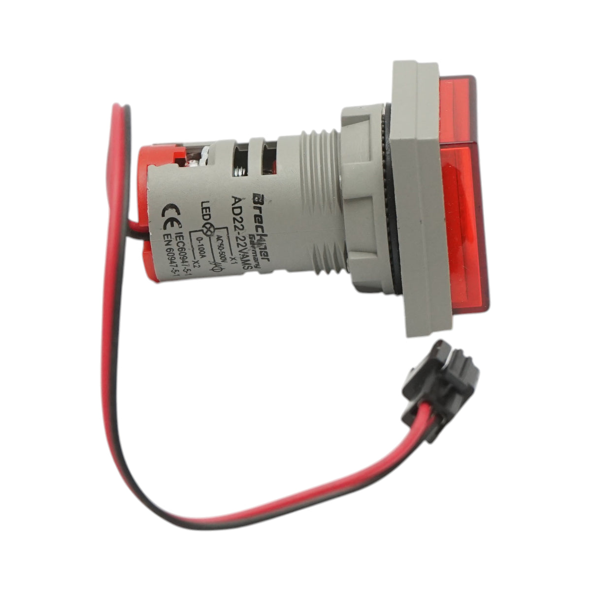 Indicatore digitale amperometro e voltmetro LED rosso 0-100A/50-500V AC Ø 22mm Breckner Germany