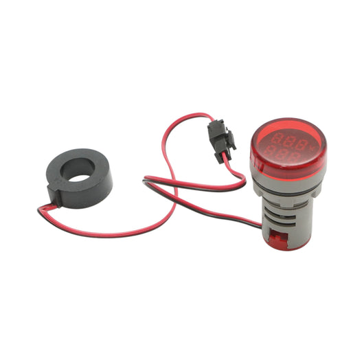 Indicatore digitale amperometro e voltmetro LED rosso 0-100A/50-500V AC Ø 22mm Breckner Germany