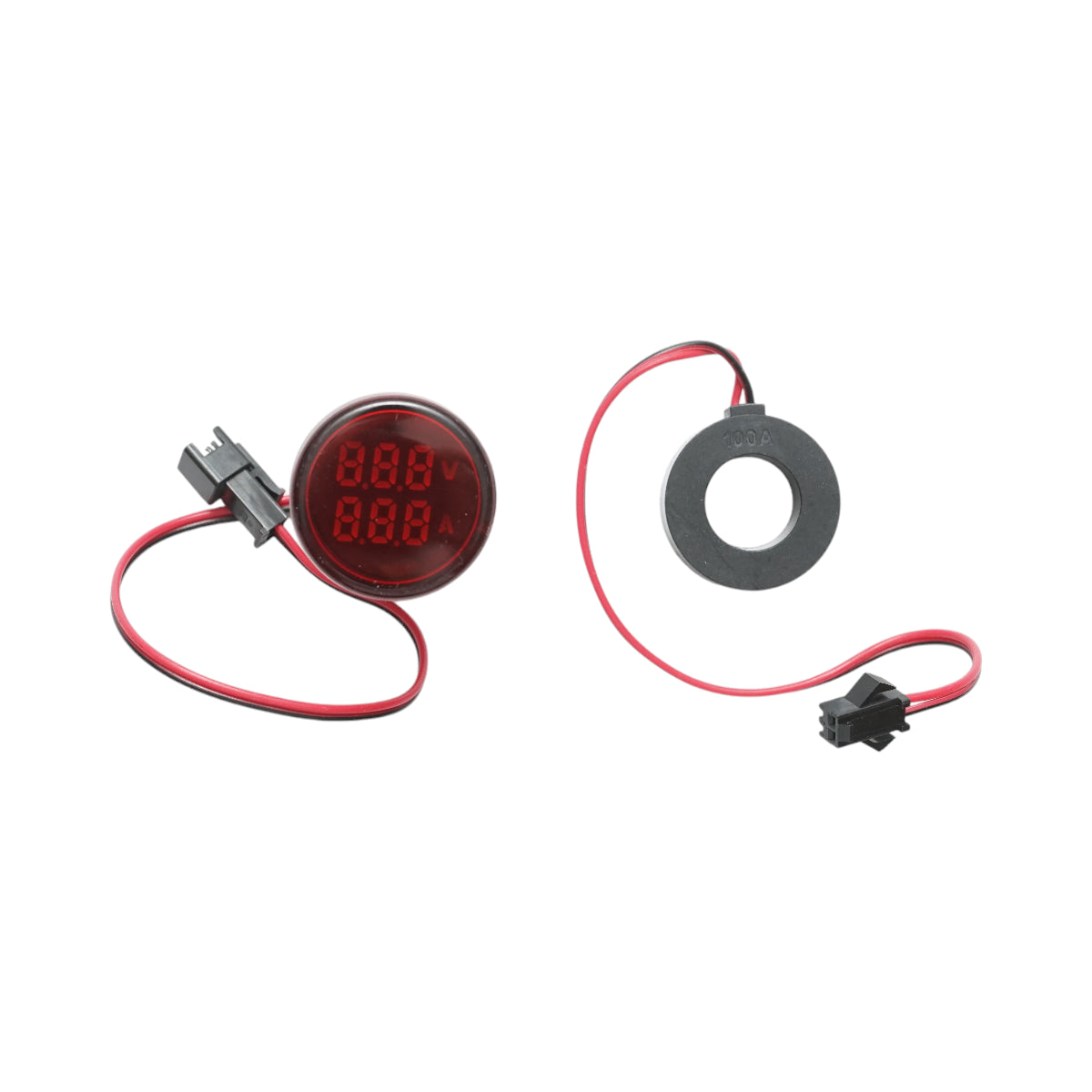 Indicatore digitale amperometro e voltmetro LED rosso 0-100A/50-500V AC Ø 22mm Breckner Germany