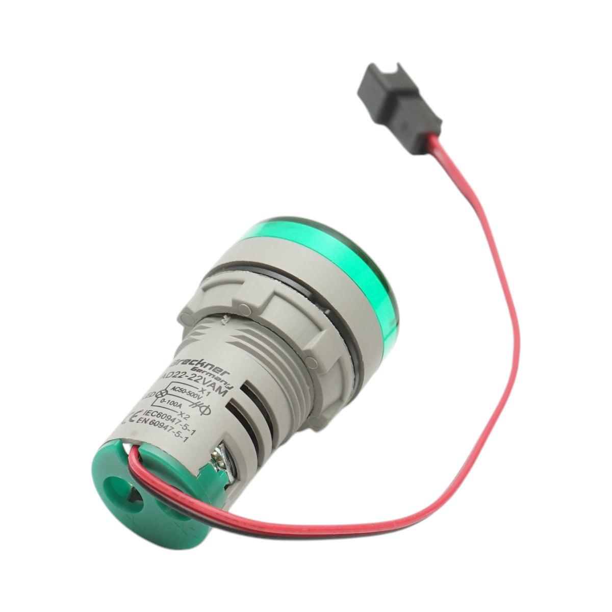 Indicatore digitale amperometro e voltmetro LED verde 0-100A/50-500V AC Ø 22mm Breckner Germany