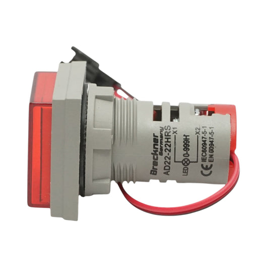 Indicatore digitale delle ore di funzionamento LED rosso 0-999H, 220V/380V AC Ø 22mm Breckner Germany