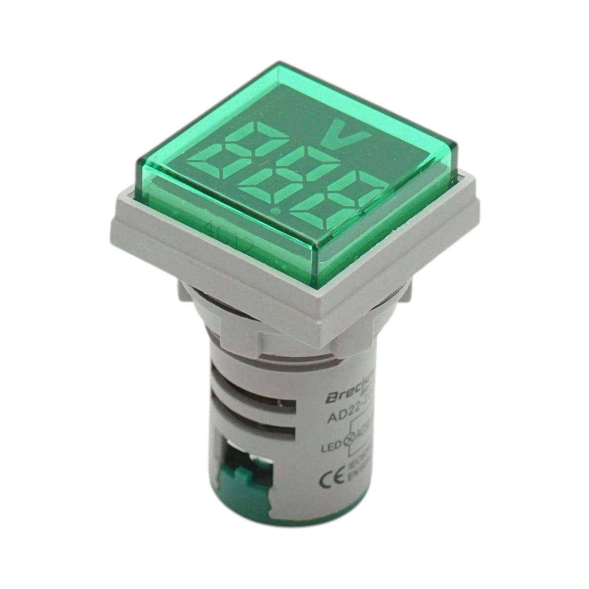 Indicatore digitale voltmetro a LED verde 50-500V AC Ø 22mm Breckner Germany