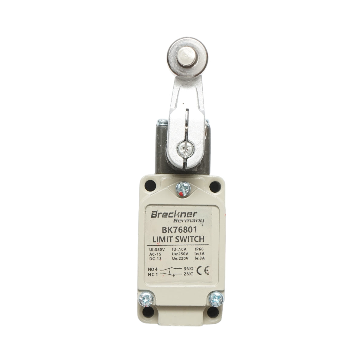 Interruttore di fine corsa con braccio regolabile e rullo – 380V / 1NO + 1NC / IP66 Breckner Germany