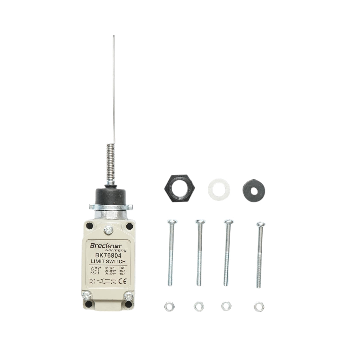 Interruttore di fine corsa con filo a molla flessibile – 380V / 1NO + 1NC / IP66 Breckner Germany