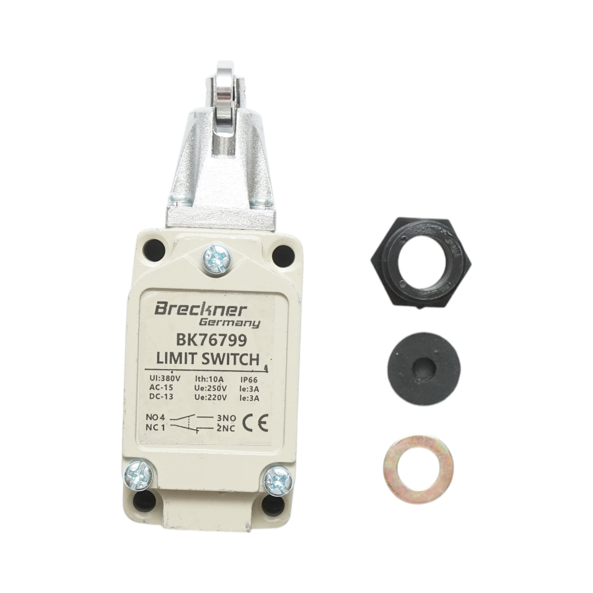 Interruttore di fine corsa con rullo verticale – 380V / 1NO + 1NC / IP66 Breckner Germany