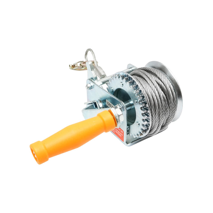 Verricello manuale Hoteche – 270 kg con tamburo e cavo da 4,5 mm / 8 m
