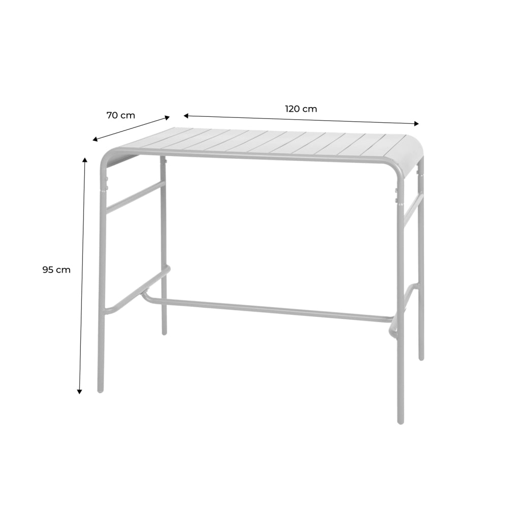 Tavolo alto da giardino in acciaio, 4 posti, 120cm, verde kaki