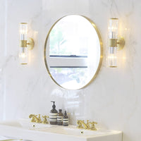 Specchio Valora 50CM con cornice dorata Specchio rotondo in metallo stile moderno